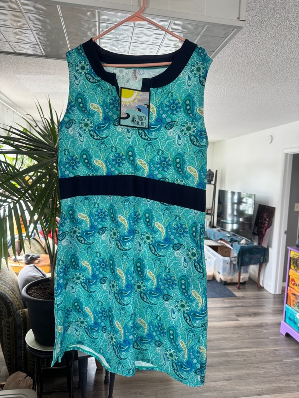 NWT Mazu Swim Paisley Mini Dress - 60s Mod Style with Pockets! - Picture 2 of 10